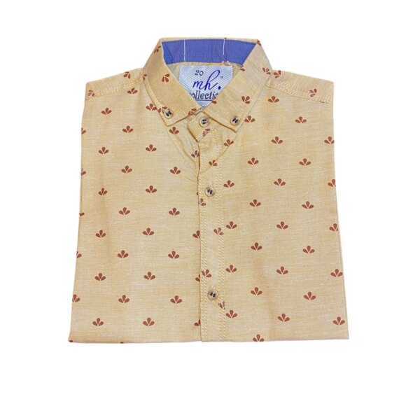 Printed Casual Beige Shirts For Kids By Humaiza Fabric