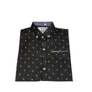 Printed Casual Black Shirts For Kids By Humaiza Fabric