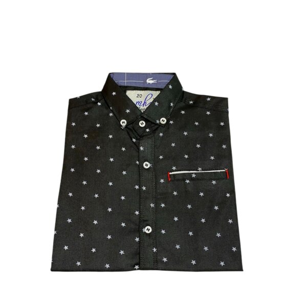 Printed Casual Black Shirts For Kids By Humaiza Fabric