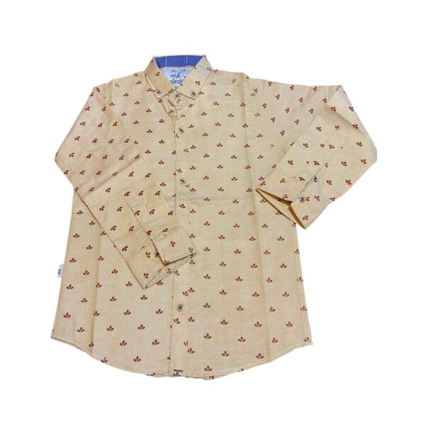 Printed Casual Beige Shirts For Kids By Humaiza Fabric